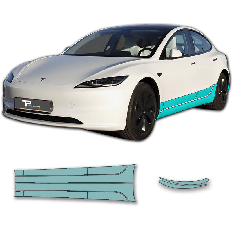 Model 3 “Highland” Sidekit large – Lackschutzfolie für die Seitenschweller & Radkästen - Tesla-Protect